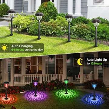KELME 6 Pack Solar Pathway Lights, Bright Solar Garden Lights with 7 Color Changing & Warm White Mode, IP65 Waterproof Solar Powered Outdoor Lights for Walkway Yard Backyard Landscape Decorations