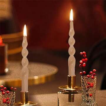 10 Inch Handmade Spiral Candles - Set of 2 Twisted Taper for Home Decor, Weddings, and Special Event...