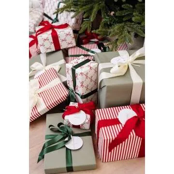 Merry Market Christmas Holiday Letterpress Gift Tags, Gold Foil, Merry, to and with Love, Set of 25 Paper Tags with Satin Ribbon, Round