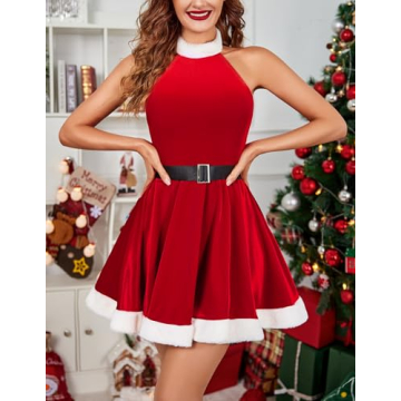 Avidlove Sexy Santa Dress for Women - Velvet Christmas Lingerie