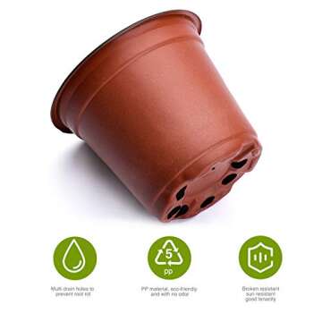 Delxo 100 Pcs 4 Inch Plants Nursery Pots Reusable Plant Seeding Nursery Pot Waterproof Plastic Pots Seed Starting Pots