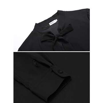 Professional Long Sleeve Work Shirts for Women - Black Blouse