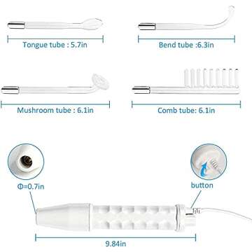High Frequency Portable Handheld Facial Wand, Facial Machine with 4 Different Tubes, Skin Therapy Wand Skin Care Kit for Skin and Scalp Tools Home Use, Energy Adjustable