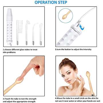 High Frequency Portable Handheld Facial Wand, Facial Machine with 4 Different Tubes, Skin Therapy Wand Skin Care Kit for Skin and Scalp Tools Home Use, Energy Adjustable