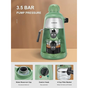 Ihomekee Espresso Machine with Fast Heating Function