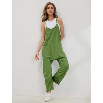 Lentta Women's Causal Jumpsuits V Neck Sleeveless Harem Overalls Stretchy Adjustable Strap Romper wi...
