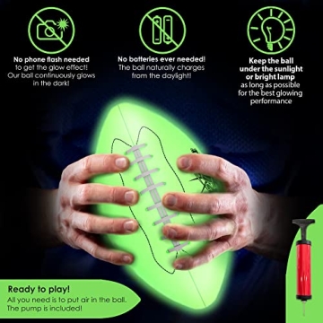 ALKOMI Glow in the Dark Football, Light Up Football for Kids and Adults