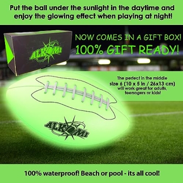 ALKOMI Glow in the Dark Football, Light Up Football for Kids and Adults
