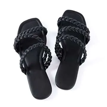 Mtzyoa Women Flat Braided Sandals - Summer Chic Comfort