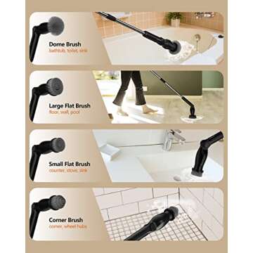 Leebein Electric Spin Scrubber, Cordless Cleaning Brush with 8 Replaceable Brush Heads, Adjustable Extension Handle, 2 Speeds & Remote Control, Power Scrubber for Cleaning Bathroom, Shower, Tub, Floor