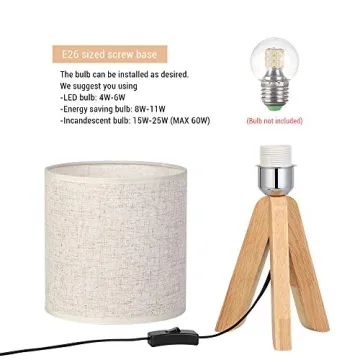 HAITRAL Elegant Small Bedside Table Lamp with Fabric Shade