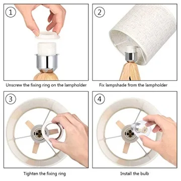 HAITRAL Elegant Small Bedside Table Lamp with Fabric Shade