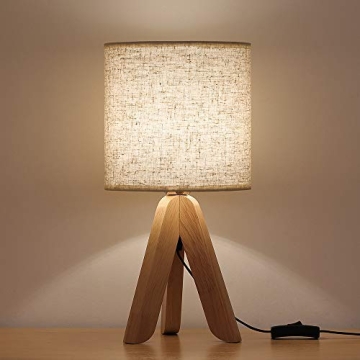 HAITRAL Elegant Small Bedside Table Lamp with Fabric Shade