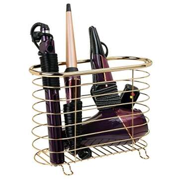 mDesign Freestanding Newspaper Holder for Bathroom - Beautiful Metal Magazine Rack - Chic Bathroom Accessories for Newspapers, Magazines, Books etc. - Brass