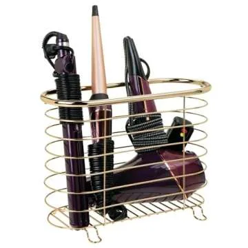 mDesign Freestanding Newspaper Holder for Bathroom - Beautiful Metal Magazine Rack - Chic Bathroom Accessories for Newspapers, Magazines, Books etc. - Brass