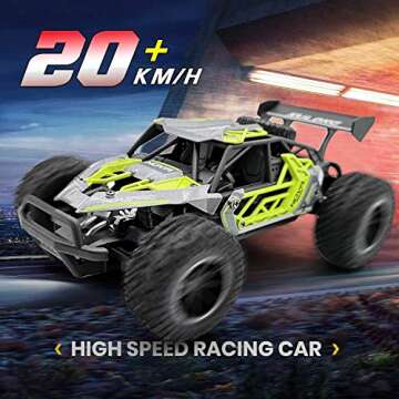 QUN FENG Remote Control Car-2WD RC Cars 22km/h Fast RC CAR Off-Road Vehicle 2.4GHz Radio Racing Cars with 2 Rechargeable Batteries Toys Gift for Boys 8-12 Years Kids Adult (Green)