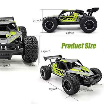 QUN FENG Remote Control Car-2WD RC Cars 22km/h Fast RC CAR Off-Road Vehicle 2.4GHz Radio Racing Cars with 2 Rechargeable Batteries Toys Gift for Boys 8-12 Years Kids Adult (Green)