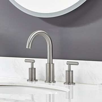 Comllen Best Commercial Solid Brass Stainless Steel 8 Inch Lavatory Widespread Bathroom Faucet,Stain...