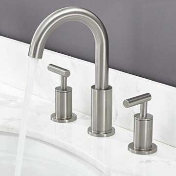 Comllen Best Commercial Solid Brass Stainless Steel 8 Inch Lavatory Widespread Bathroom Faucet,Stainless Steel Bathroom Sink Faucet