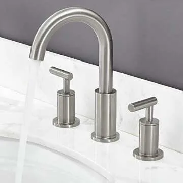 Comllen Best Commercial Solid Brass Stainless Steel 8 Inch Lavatory Widespread Bathroom Faucet,Stainless Steel Bathroom Sink Faucet