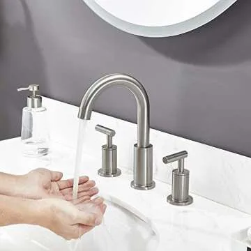 Comllen Best Commercial Solid Brass Stainless Steel 8 Inch Lavatory Widespread Bathroom Faucet,Stainless Steel Bathroom Sink Faucet