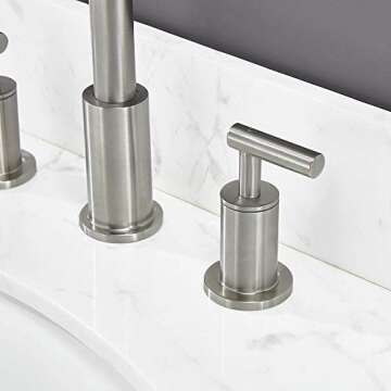 Comllen Best Commercial Solid Brass Stainless Steel 8 Inch Lavatory Widespread Bathroom Faucet,Stainless Steel Bathroom Sink Faucet