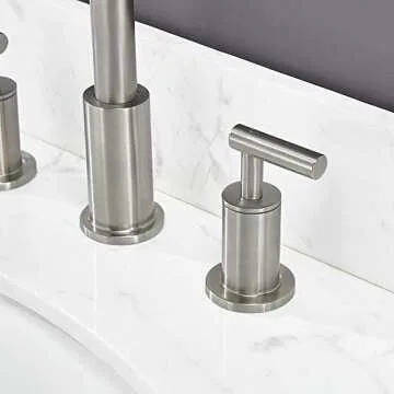 Comllen Best Commercial Solid Brass Stainless Steel 8 Inch Lavatory Widespread Bathroom Faucet,Stainless Steel Bathroom Sink Faucet