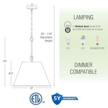 Kira Home Vida 12" Modern Industrial Pendant Light + Metal Empire Shade, Adjustable Hanging Height, Warm Brass Finish