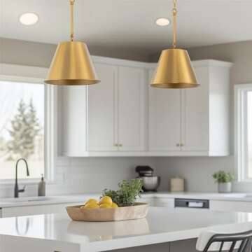 Kira Home Vida 12" Modern Industrial Pendant Light + Metal Empire Shade, Adjustable Hanging Height, Warm Brass Finish