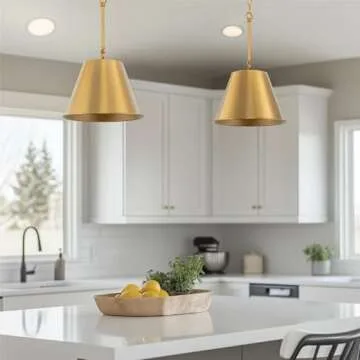 Kira Home Vida 12" Modern Industrial Pendant Light + Metal Empire Shade, Adjustable Hanging Height, Warm Brass Finish