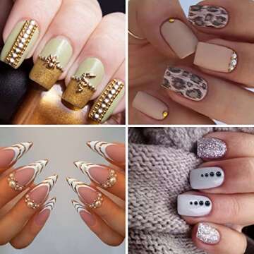 Queenme Mix 6 Sizes 2MM-7MM White Pearls Half Round Flatback Semi Pearls for Crafts Scrapbooking Embellishment DIY Phone Nail Art Designs