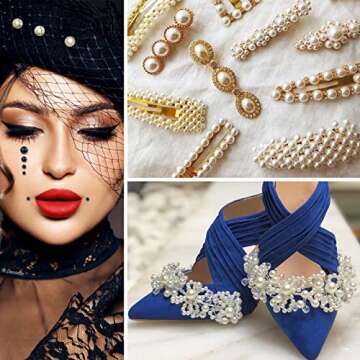 Queenme Mix 6 Sizes 2MM-7MM White Pearls Half Round Flatback Semi Pearls for Crafts Scrapbooking Embellishment DIY Phone Nail Art Designs