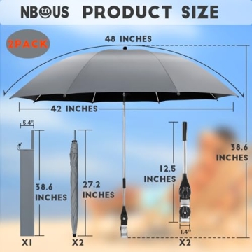 NBtoUS Beach Umbrella 2 Pack with Clamp