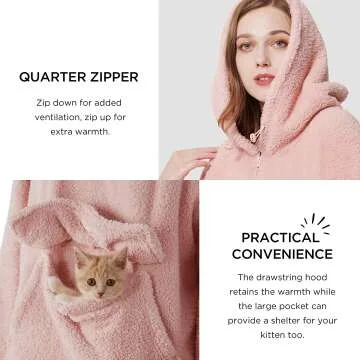 BEDSURE Pink Sherpa Wearable Blanket Hoodie for Women