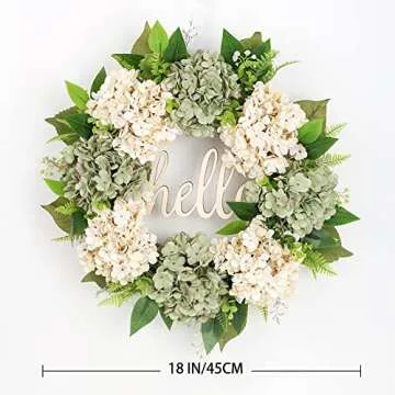 Beautiful IPOPU Artificial Hydrangea Wreath 18 Inch