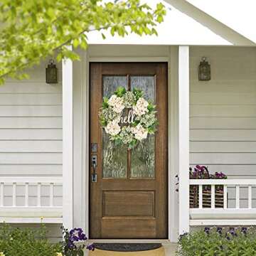 Beautiful IPOPU Artificial Hydrangea Wreath 18 Inch