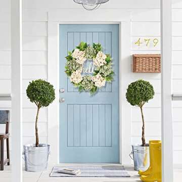 Beautiful IPOPU Artificial Hydrangea Wreath 18 Inch