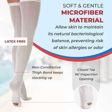 ITA-MED Anti Embolism Thigh Highs, 18 mmHg Light Compression Stockings Socks w/Opening, Medical Orthopedic Support Hose for Varicose Veins, Edema, Swelling, Soreness, Pains, and Aches, H-500 XL