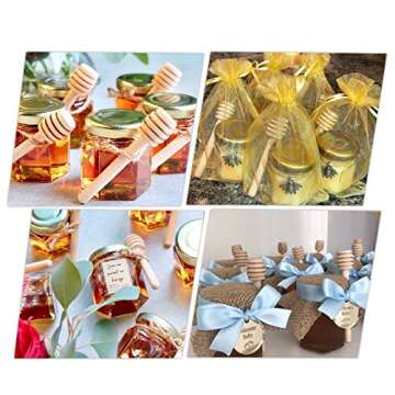 Mini Wooden Honey Dipper Sticks 3 Inch Rormket, Individually Wrapped, Honey Jar Dispense Drizzle Hon...