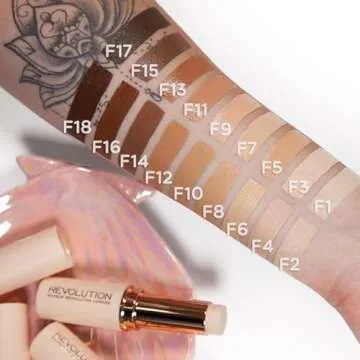 Makeup Revolution Fast Base Stick Foundation, Contour & Highlight, Flawless Skin & Matte Finish, F2 for Fair Skin Tones with Yellow Undertone, Vegan & Cruelty-Free, 0.21 Oz