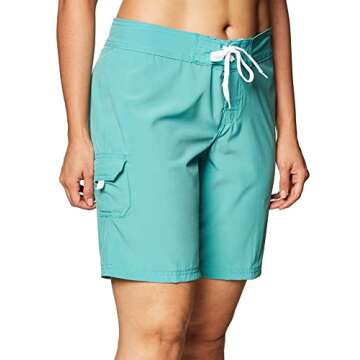 Kanu Surf Women's Marina Solid Stretch Boardshort (Reg & Plus Sizes), Lagoon, 3X