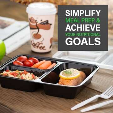 Ez Prepa 25 Pack 32oz 3 Compartment Meal Prep Containers with Lids -Food Storage Containers Plastic, Bento Box, Lunch Containers, Microwavable, Freezer and Dishwasher Safe, Food Containers