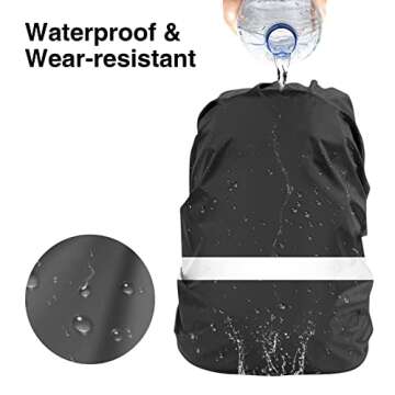 LAMA 2 Pack Waterproof Rain Cover for Backpack, Reflective Rucksack Rain Cover for Anti-dust/Anti-Theft/Bicycling/Hiking/Camping/Traveling/Outdoor Activities (2 Pcs Black, M)