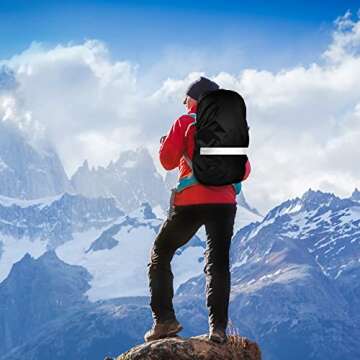 LAMA 2 Pack Waterproof Rain Cover for Backpack, Reflective Rucksack Rain Cover for Anti-dust/Anti-Theft/Bicycling/Hiking/Camping/Traveling/Outdoor Activities (2 Pcs Black, M)