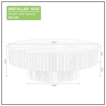 KEVINSPACE Round Coffee Table 39.37" Wood Coffee Table for Living Room Circle Farmhouse Coffee Table...