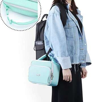 Amersun Kids Lunch Box, Insulated School Lunch Bag with Padded Liner Keep Food Warm Cold for Long Time,Water-resistant Thermal Travel Office Lunch Cooler for Girls Boy-2 Pocket,Light Blue