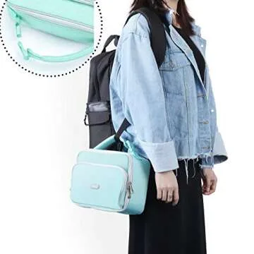 Amersun Kids Lunch Box, Insulated School Lunch Bag with Padded Liner Keep Food Warm Cold for Long Time,Water-resistant Thermal Travel Office Lunch Cooler for Girls Boy-2 Pocket,Light Blue