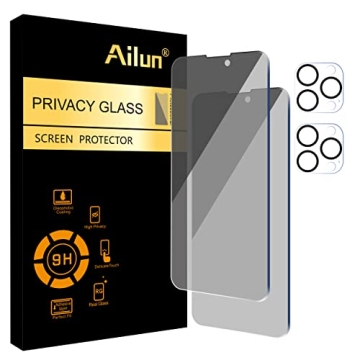Ailun 2Pack Privacy Screen Protector Compatible for iPhone 14 Pro Max[6.7 inch] + 2 Pack Camera Lens...