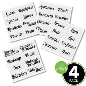 mDesign Home Organization Labels - Preprinted Label Stickers for Cosmetic Storage and Cleaning - Hou...