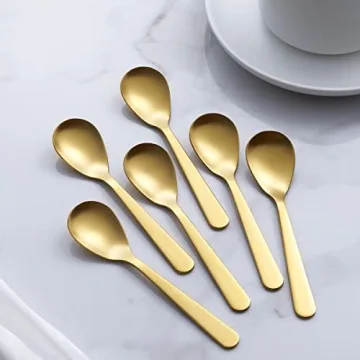 FULLYWARE Starbucks-Style Matte Gold Espresso Spoons 4.7-inch